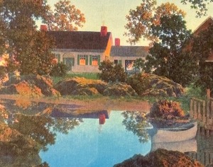 lot 444 image: Framed Maxfield Parrish Evening Shadows Print