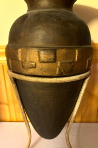 lot 461 image: Decorative Rounded Bottom Vase with Metal Holder