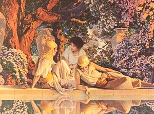 lot 464 image: Framed Maxfield Parrish Print, Garden of Allah