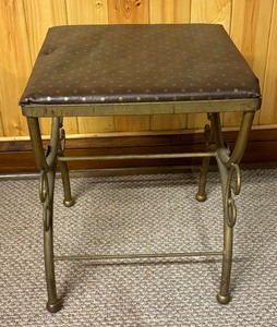lot 483 image: Vintage Stool with Ornate Metal Base