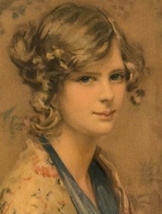 lot 493 image: Vintage Portrait Print, Alice Blue Gown by Arthur Garrett