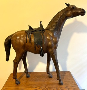 lot 53C image: Large Leather Horse Figurine