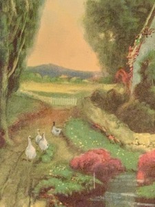 lot 336 image: Pretty Framed Vintage Print, Memories of Childhood Days