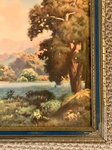 lot 339 image: Vintage Art Deco Nouveau Atkinson Fox Framed Landscape Print, No Glass