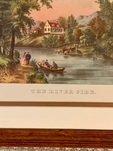 lot 347 image: Beautiful Vintage Framed Art Print The River Side