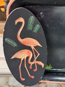 lot 398A image: Two Vintage Flamingo Painted Design Decorative Items