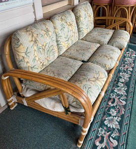 lot 17 image: Vintage Mid Century Rattan Sofa