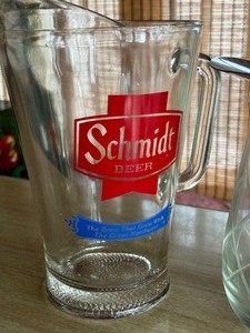 lot 397A image: Vintage Glass Schmidt Pitcher and Vintage Glass Martini Pitcher