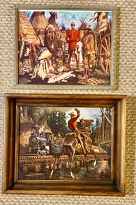 lot 360B image: Set of Four Vintage Framed Cowboy Themed Prints