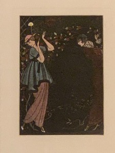 lot 388B image: Beautiful Vintage Framed Print by George Barbier Roses Dans La Nuit
