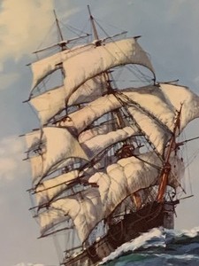 lot 108 image: Beautiful Framed Sailing Print Forest Queen