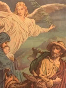 lot 126 image: Vintage Framed Print Mary, Baby Jesus and an Angel