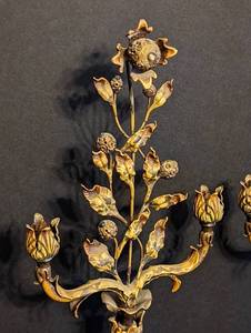 lot 120D image: Pair of Vintage Brass Floral Table Lamp Bases