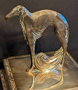 lot 13 image: Art Deco Silver Plated Borzoi Dog Trinket Box