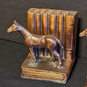 lot 128D image: Pair of Small Bronze Horse Bookends
