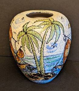 lot 129D image: Vintage Ceramic Nautical Themed Vase