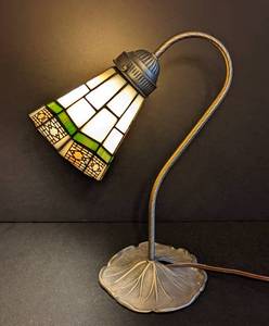 lot 134D image: Gooseneck Stained Glass Table Lamp