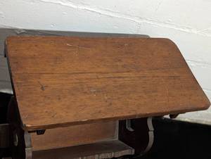 lot 144D image: Vintage Wood Side Table Magazine Rack