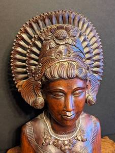 lot 149D image: Carved Balinese Wood Sculpture and Burled Wood Stand