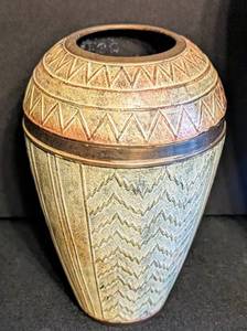 lot 150D image: Pair of Small Vintage Metal Vases