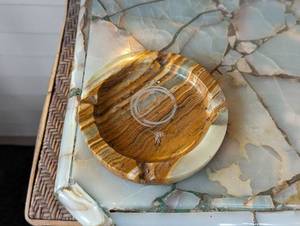 lot 153D image: Vintage Marble Topped Wicker Magazine Table
