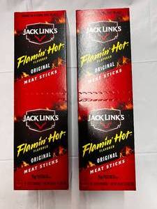 lot 141 image: 2 x 20ct Boxes of Jack Links Flamin Hot Meat Sticks