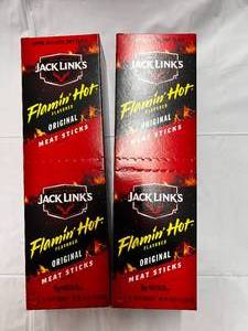 lot 143 image: 2 x 20ct Boxes of Jack Links Flamin Hot Meat Sticks