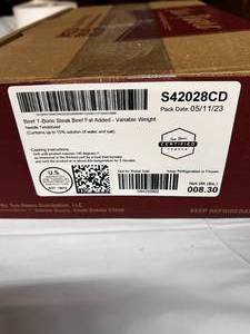 lot 4 image: 8.3lb Case of Beef T-Bone Steak