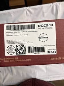 lot 6 image: 7.5lb Case of Beef T-Bone Steaks