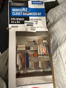 lot 300 image: Everbilt Adjustable Closet Organizer Kit - White