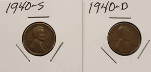 1940, 1940 D, 1940 S Wheat Back Pennies