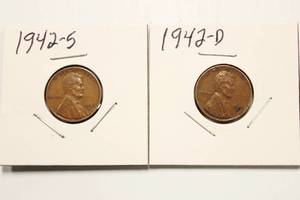 1942, 1942 D, 1942 S Wheat Back Pennies