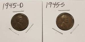 1945, 1945 D, 1945 S Wheat Back Pennies