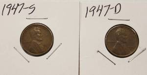 1947, 1947 D, 1947 S Wheat Back Pennies