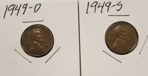 1949, 1949 D, 1949 S Wheat Back Pennies