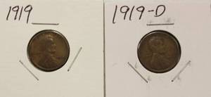1919, 1919 D, 1919 S Wheat Back Pennies