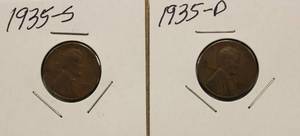 1935, 1935 D & 1935 S Wheat Back Pennies