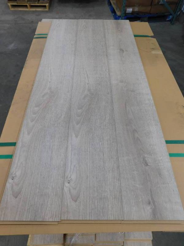 lot 1 image: Weathered Oak 8 mm T x 8 in. x 48 in W Water Resistant Laminate Wood Flooring (1185 sqft)