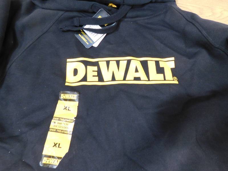 lot 47 image: DEWALT Logan Mens Size XL Black CottonPolyester Water Resistant Hooded Sweatshirt