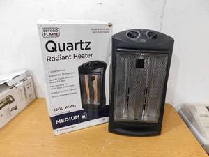 lot 61 image: 1500-Watt Black Electric Tower Quartz Infrared Space Heater with Thermostat