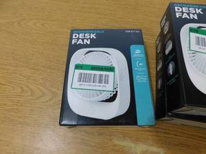 lot 65 image: (3) 5 in. 3 Speed Rechargeable Portable Desk Fan