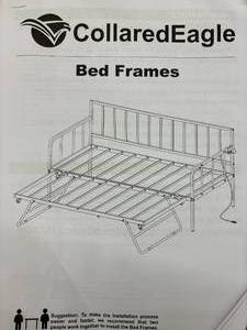 lot 4 image: Collared Eagle Metal Bed Frame and Couch