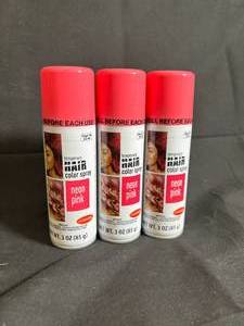 lot 33 image: Neon Pink Temporary Hair Color Spray - 3-Pack