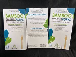 lot 321 image: Nature EZ Way Bamboo Forks 24-Pack - Set of 3