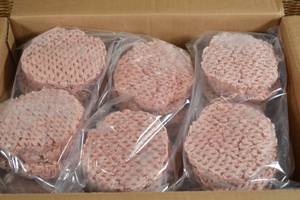Case of 75% Lean Beef Frozen Patties - 24lb, 72 Patties, Packaged on 91323