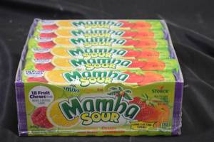 Pack of Mamba Sour Fruit Chews 24 Bars, 18 Chews Per Bar