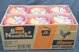 Case of Bowl Noodle Soup Spicy Chicken Flavor 12 Bowls Total