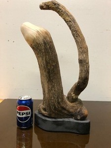 lot 14 image: Large Carved Signed Vintage Native American Figural Sculpture by Sioux Artist Earl Eder