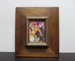 lot 64 image: Mid Century Framed Abstract Enamel on Copper Artwork