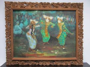 lot 3 image: Framed Signed Original Oil on Canvas Painting by Indonesian Artist Huang Fong